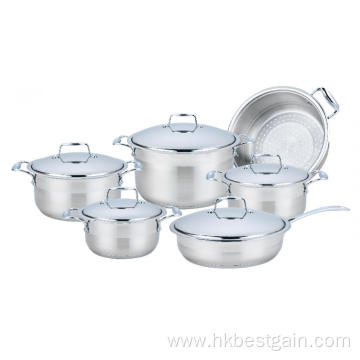 11 Pieces Stainless Steel Wide Edge Cookware Set